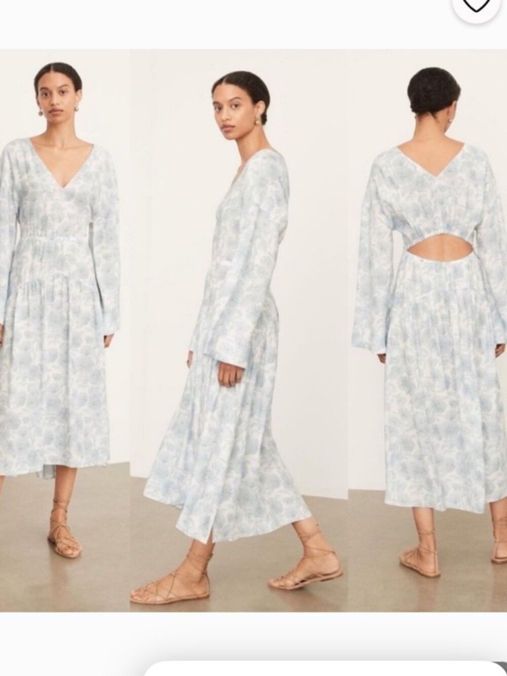 Vince Dahlia Floral Midi Dress Sz S NWT Coastal Beachy Modern